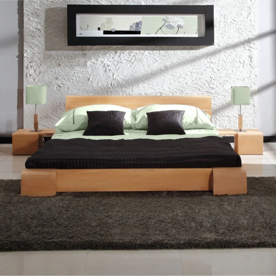 Lit design bois 160x200 en hêtre massif collection TOKYO