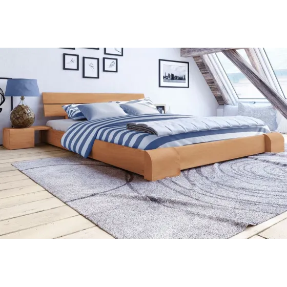 Lit design bois 180x200 en hêtre massif collection TOKYO