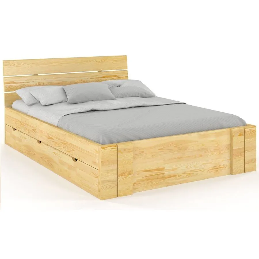 Lit en bois 140x200 avec rangement collection MODENA