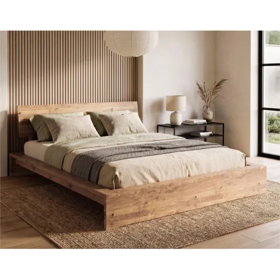 Lit Bois Design KUBE – Style Japonais en Bois Massif