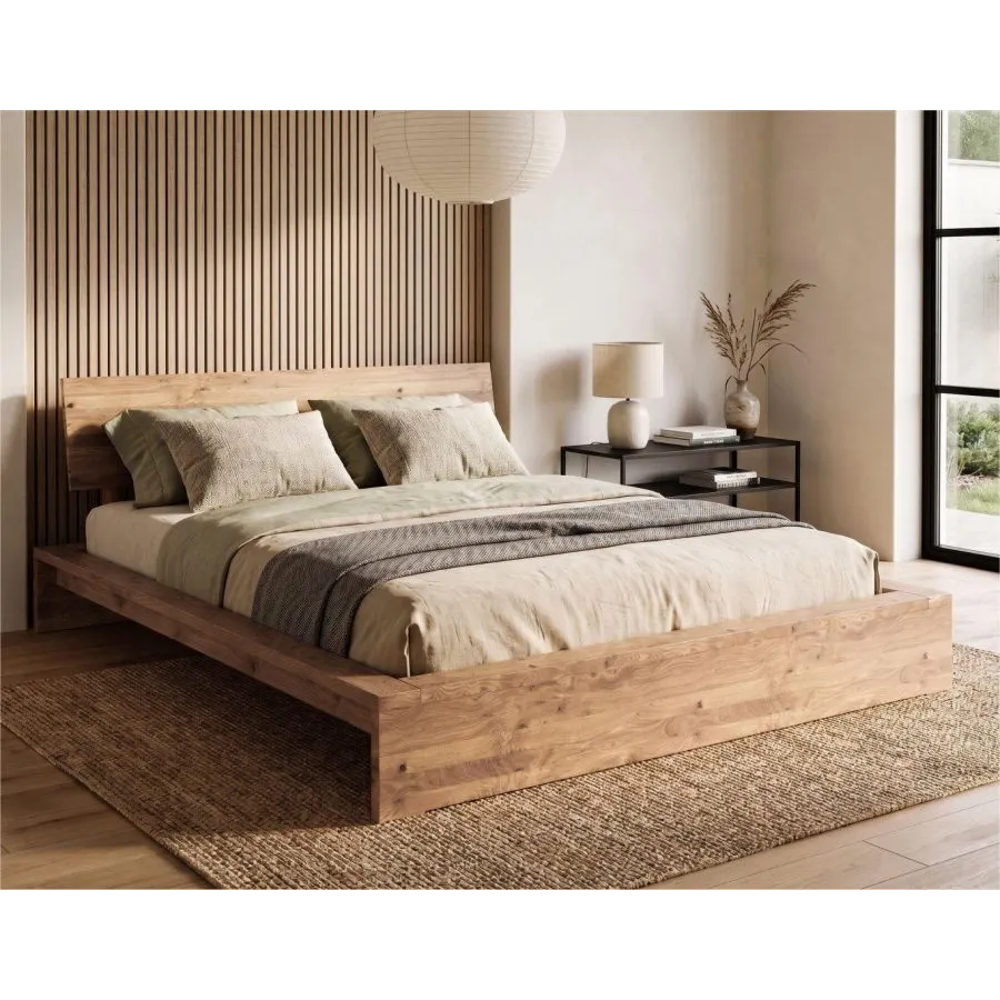 Lit Bois Design KUBE – Style Japonais en Bois Massif