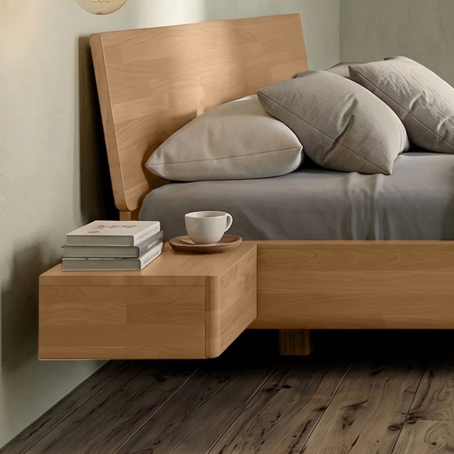Lit en bois flottant avec chevets collection MOOD
