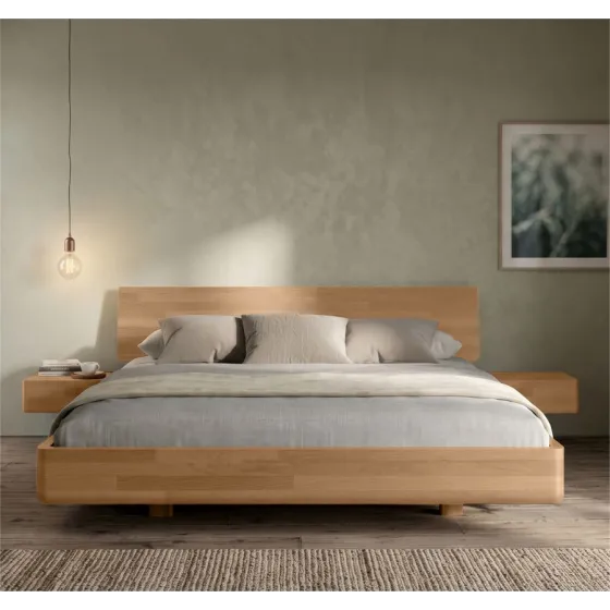 Lit bois design flottant avec chevets collection MOOD