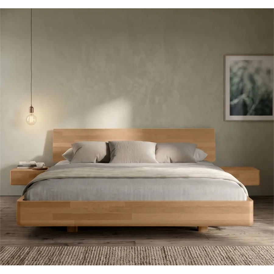 Lit bois design flottant avec chevets collection MOOD