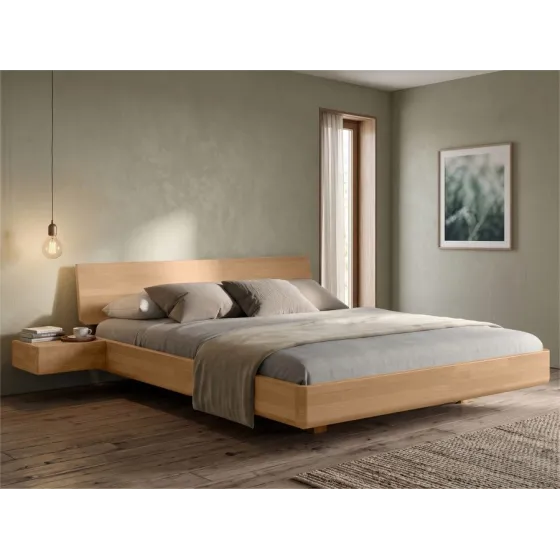 Lit bois design flottant finition naturel collection MOOD