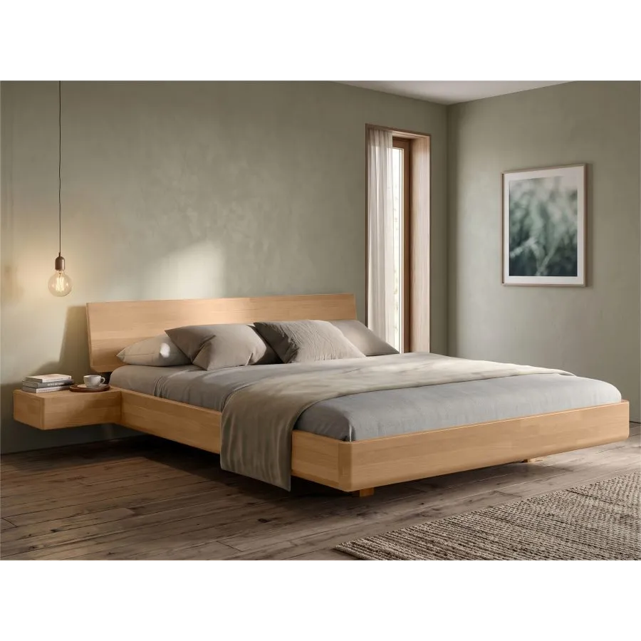 Lit bois design flottant finition naturel collection MOOD
