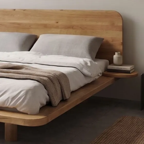 Lit design en bois chêne massif collection KOBE