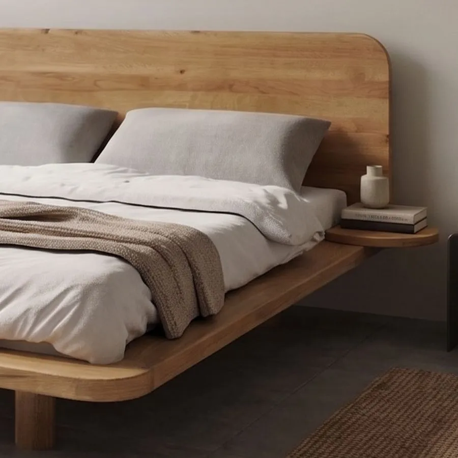 Lit design en bois chêne massif collection KOBE