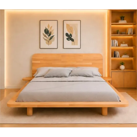 Lit en bois teinte naturel collection KOBE