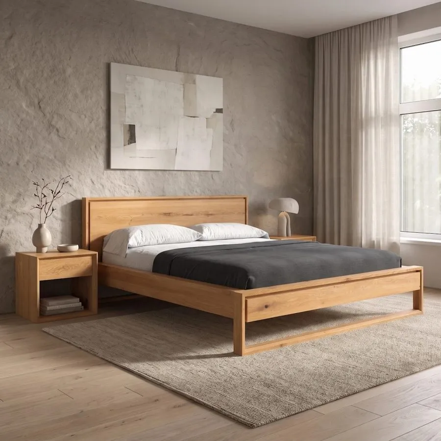 Lit chêne massif moderne chambre adulte Ottawa