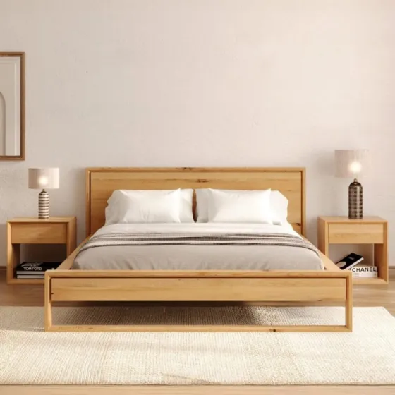 Lit chêne massif moderne chambre adulte Ottawa