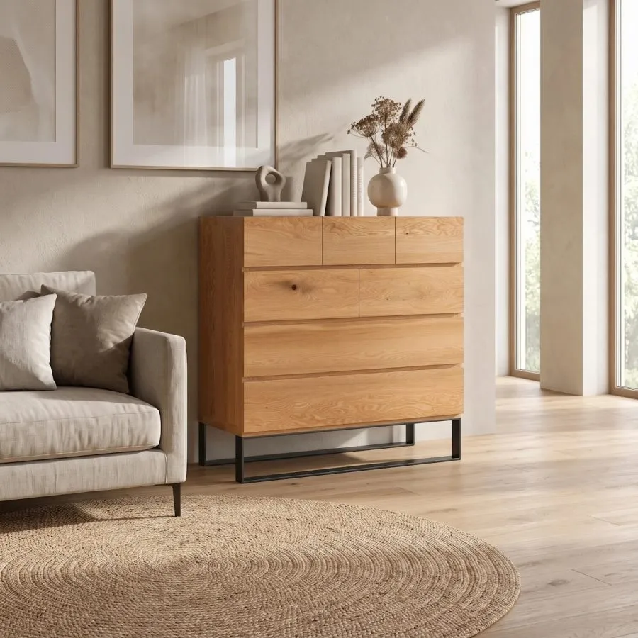 Commode à tiroirs bois massif design EDGE