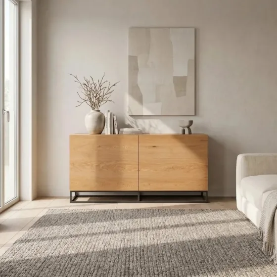Buffet chêne massif 2 portes battantes en bois Edge