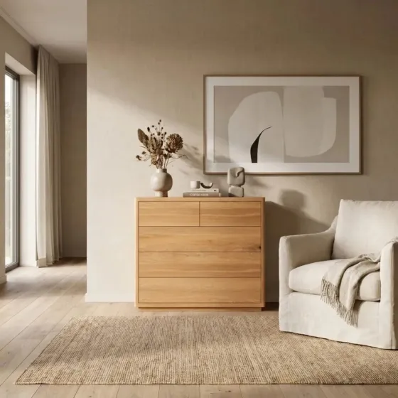 Commode bois massif 5 tiroirs style classique Vancouver