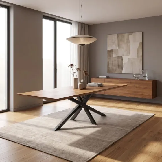 Table de repas en bois métal extensible RAY
