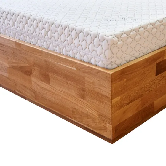Lit coffre 160x200 bois chêne massif gain de place TRIVIO