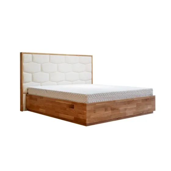 Lit coffre 160x200 bois chêne massif gain de place TRIVIO