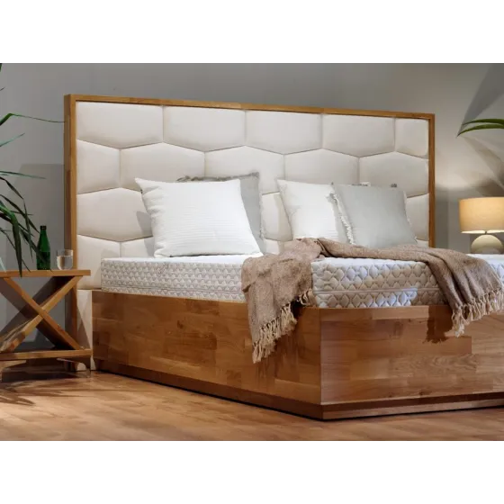 Lit coffre 160x200 bois chêne massif gain de place TRIVIO