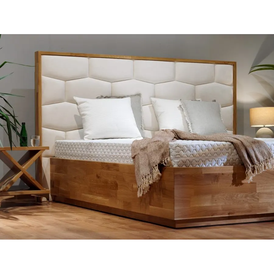 Lit coffre 160x200 bois chêne massif gain de place TRIVIO