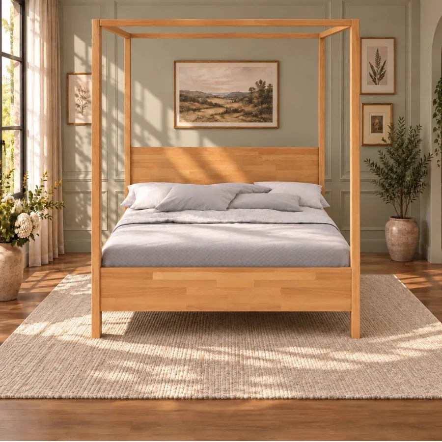 Lit a baldaquin bois massif finition naturel  collection NICEA