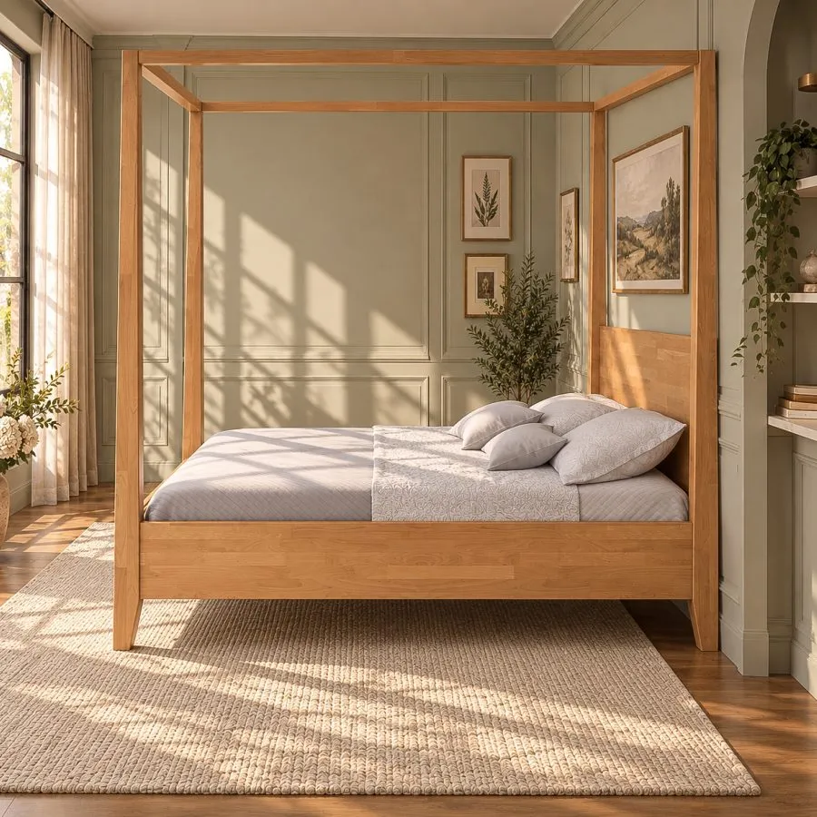 Lit a baldaquin en bois massif collection NICEA