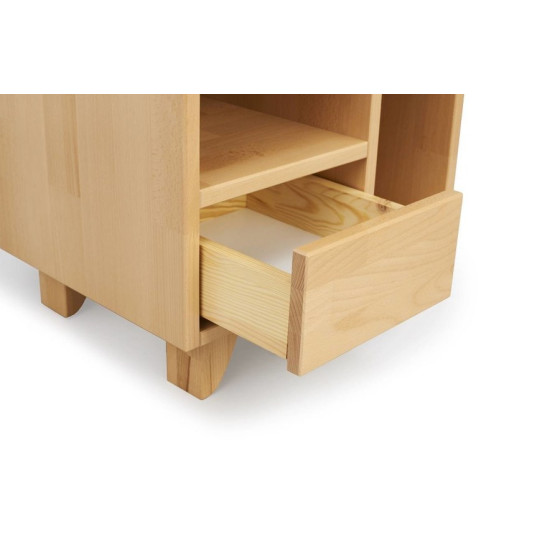 Table de chevet en bois naturel 1 tiroir et 2 niches collection KIRU
