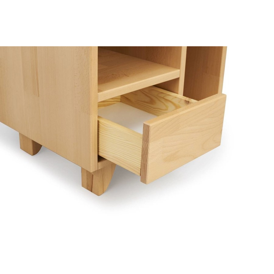Table de chevet en bois naturel 1 tiroir et 2 niches collection KIRU