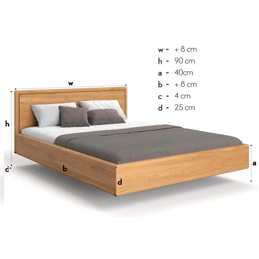 Dimensions  du lit bois massif design Levito
