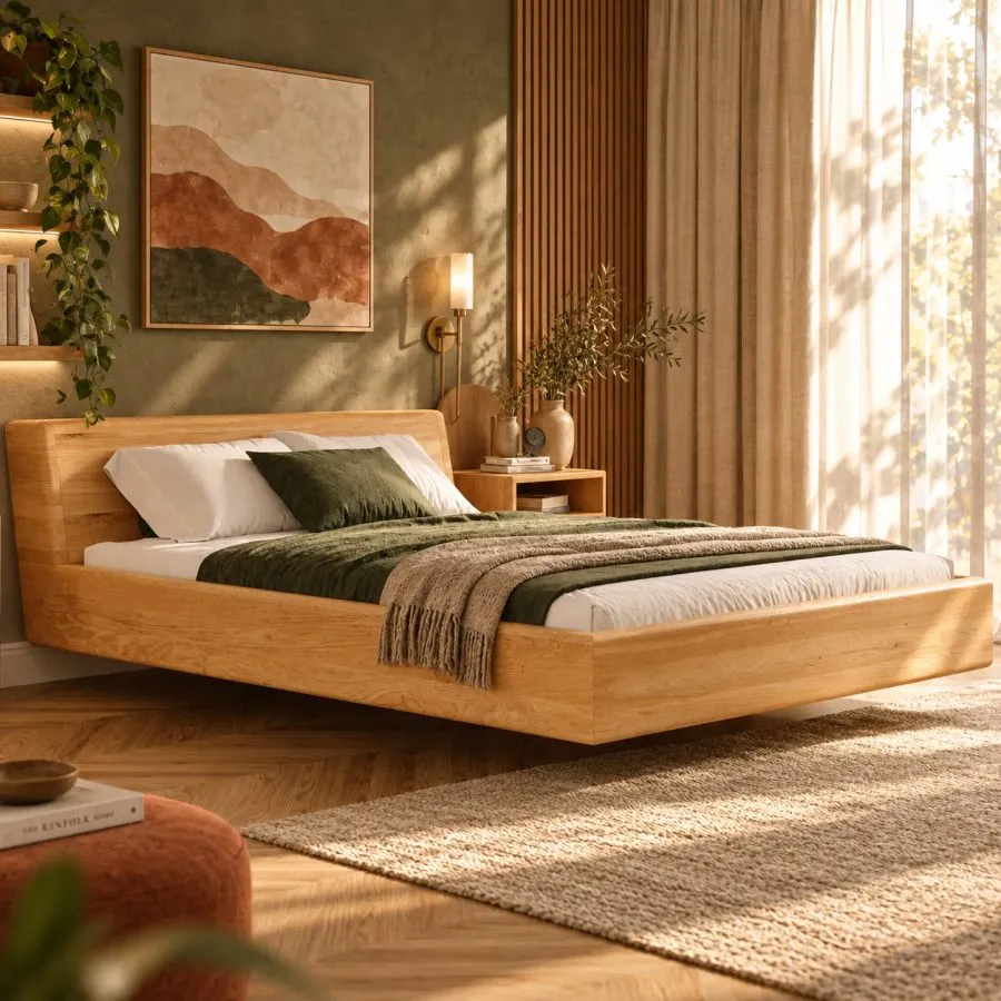 Lit flottant en bois  collection Livio