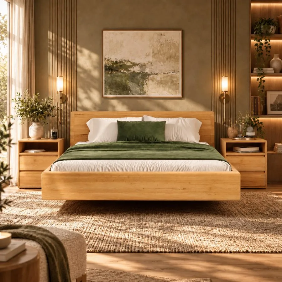 Lit design bois deux places collection Livio