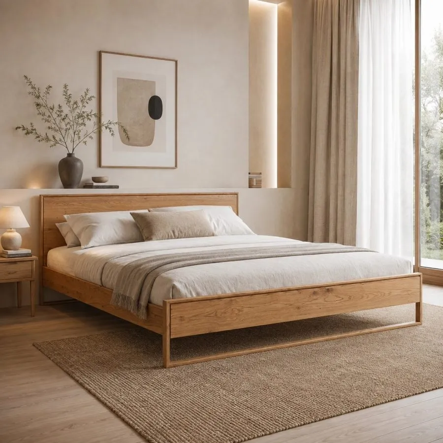 Lit bois massif chêne naturel collection Sienna