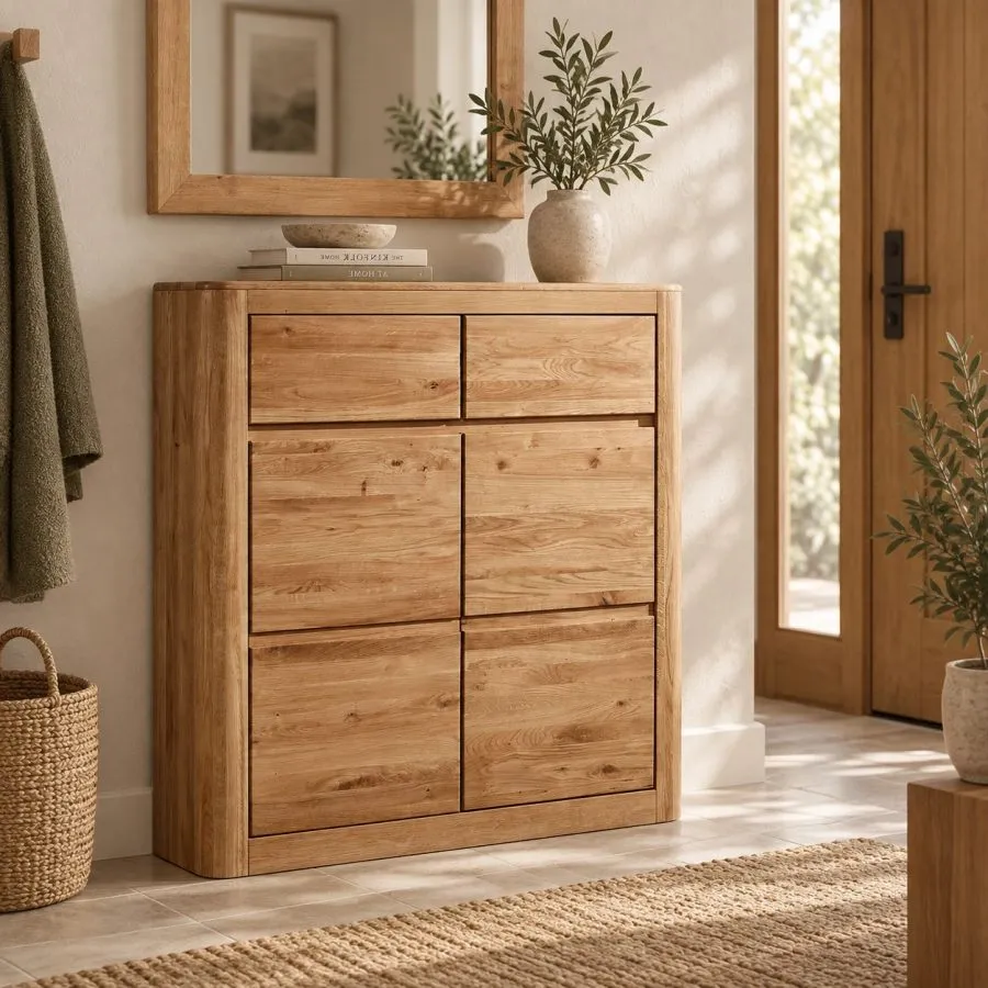 Grand meuble chaussure en bois naturel Oslo