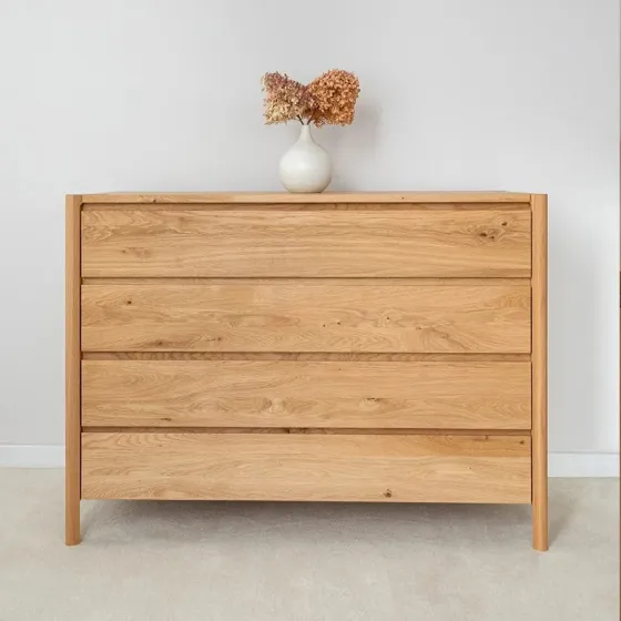 Commode Bois Massif  4 Tiroirs KUMO – Chêne Massif