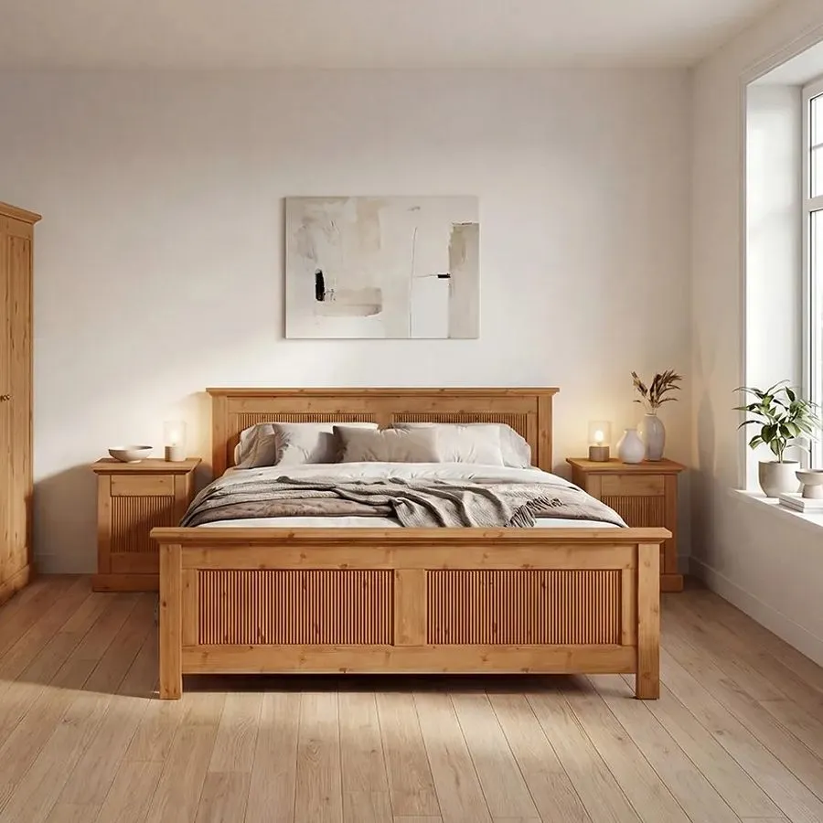 Lit en pin massif 160x200 style contemporain collection Verde