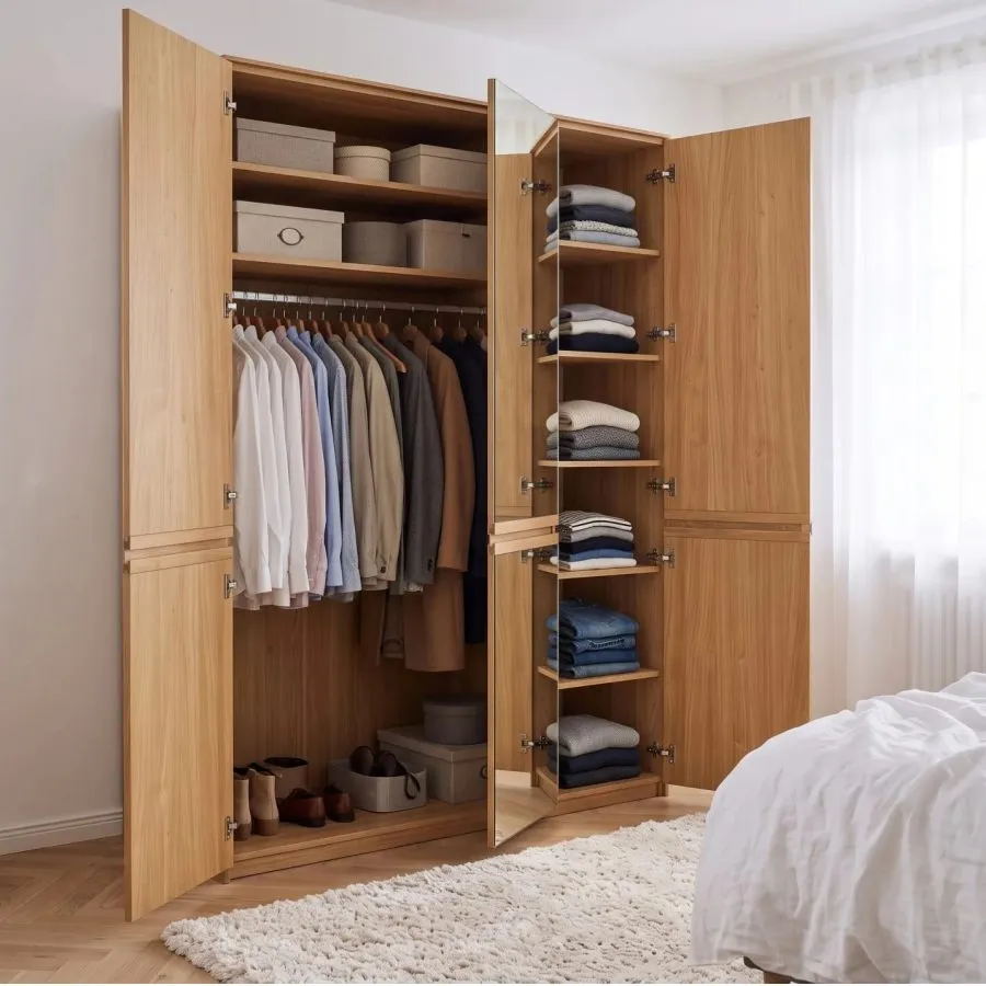 armoire 3 portes bois avec étagères  collection VOLA