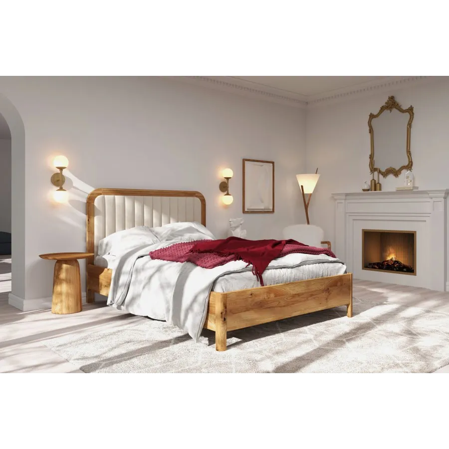 Lit en chêne massif brossé chambre adulte collection VERDE