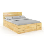Lit en Bois Pin Massif avec tiroirs de rangement Chambre Adulte